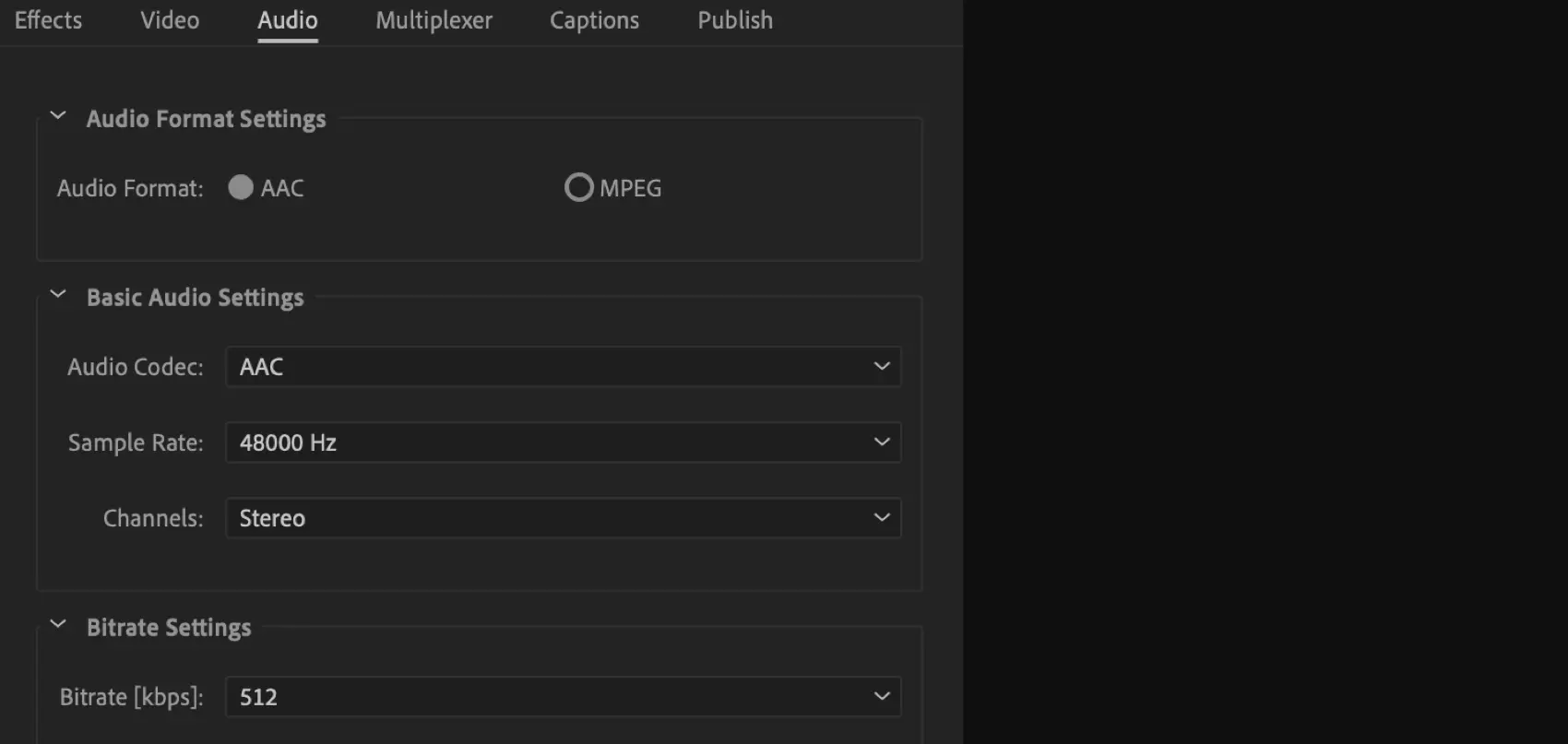 Audio settings