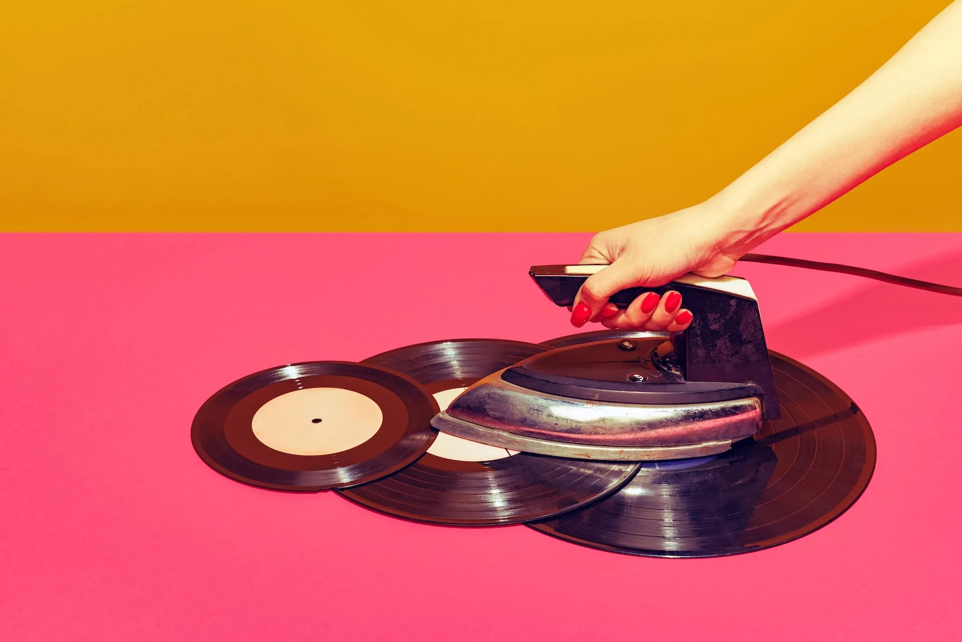 Ironing vinyl records 